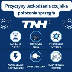 Przyczyny uszkodzenia czujnika położenia sprzęgła: zużycie, agresywna jazda, wypadek, awaria elektryczna, zanieczyszczenia, błędy montażu.
