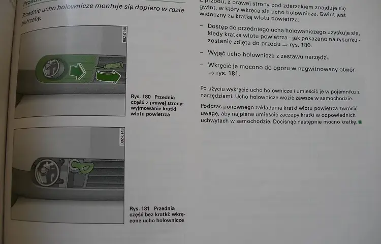 Audi A2: Ucho holownicze lokalizacja i montaż bez problemów