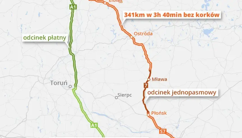 Gdańsk: A1 czy S7? Która trasa najlepsza? Czas, koszty, komfort