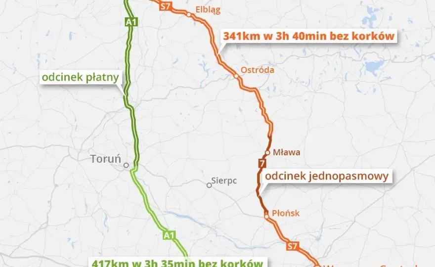 Gdańsk: A1 czy S7? Która trasa najlepsza? Czas, koszty, komfort