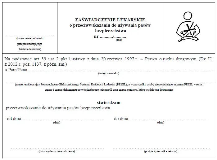 osoby zwolnione z obowiązku pas&oacute;w bezpieczeństwa