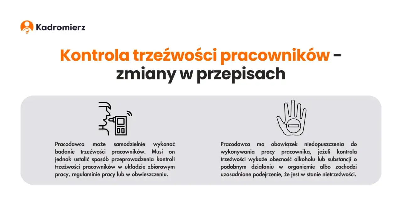 Zasady kontroli trzeźwości w pracy infografika