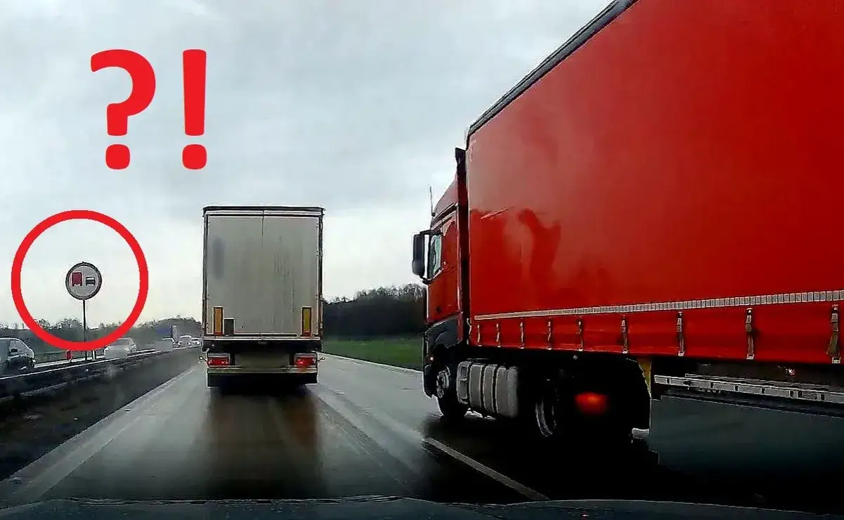 ciężar&oacute;wki na autostradzie wyprzedzanie zakaz