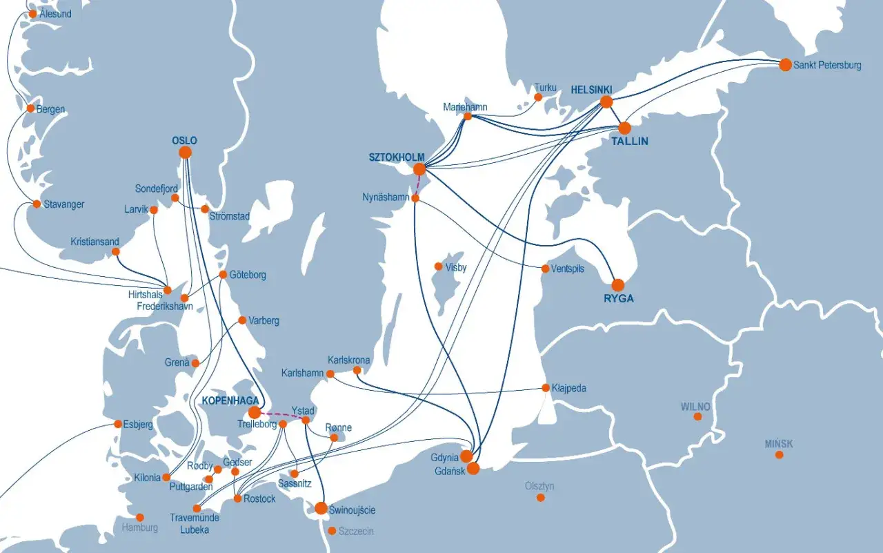 prom ze Szwecji do Polski mapa trasy